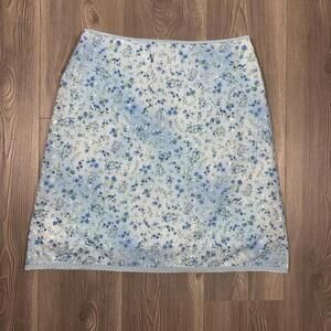 Exact Change Blue Floral Embroidered Y2K Women's Midi Skirt - Fast Shipping from